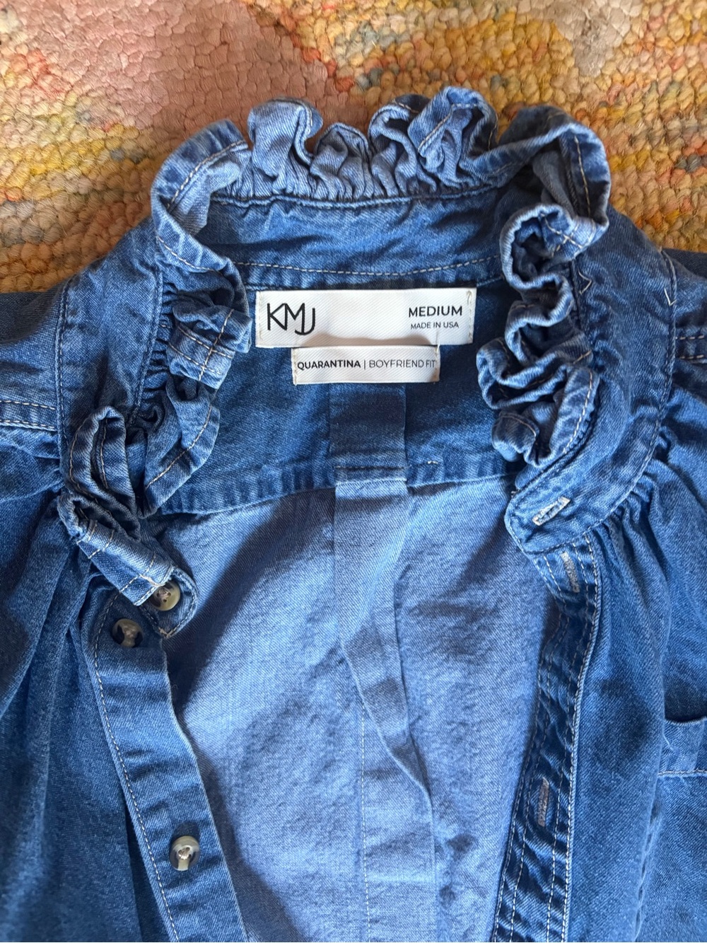 KMJ - Reworked Denim Ruffle Collar Shirt - Picture 2 of 2